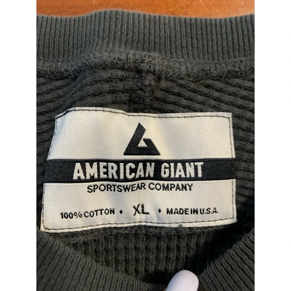 American Giant Shirt Womens XL Gray Heavyweight Waffle Knit Thermal Long Sleeve